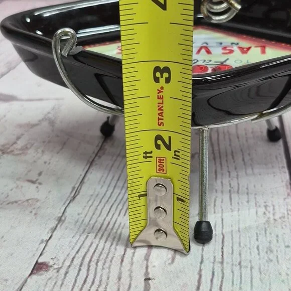 Vintage Las Vegas Ashtray Black Diamond Footed Stand Welcome to Fabulous Ceramic - Picture 8 of 9